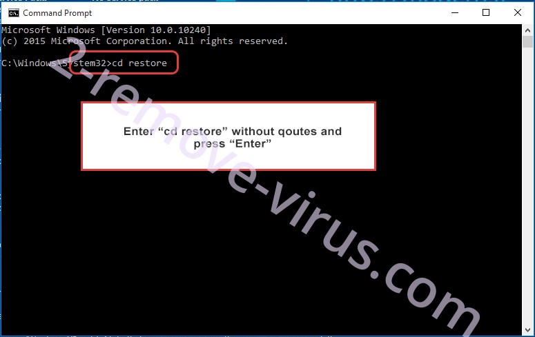 Uninstall Cyber Police Ransomware - command prompt restore