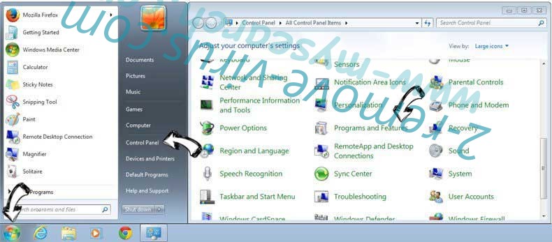 Uninstall Fidonav.com from Windows 7