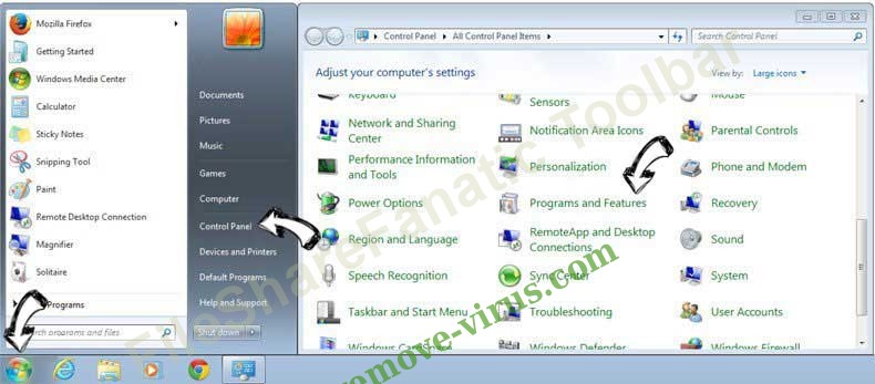 Uninstall TestForSpeed Toolbar from Windows 7