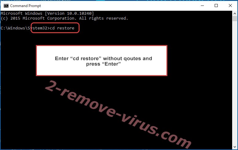 Uninstall Crypter Ransomware - command prompt restore