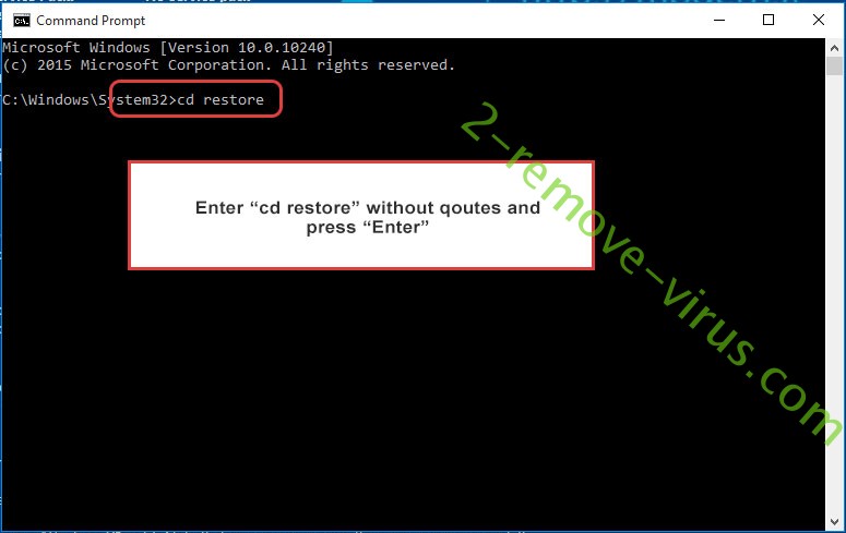 Uninstall KODG ransomware - command prompt restore