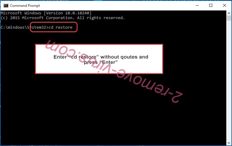 Uninstall Panda ransomware virus - command prompt restore