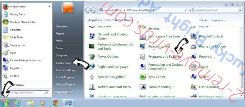 Uninstall Lucky Bright Ads from Windows 7