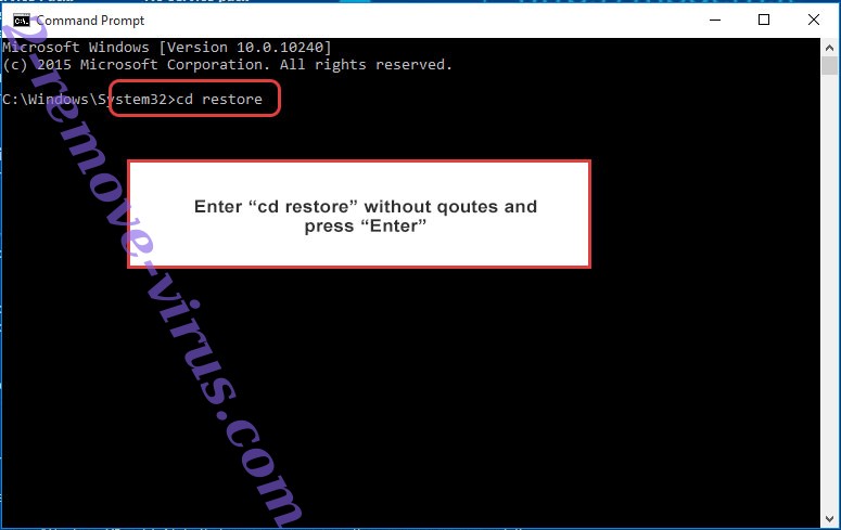Uninstall YOUF ransomware - command prompt restore