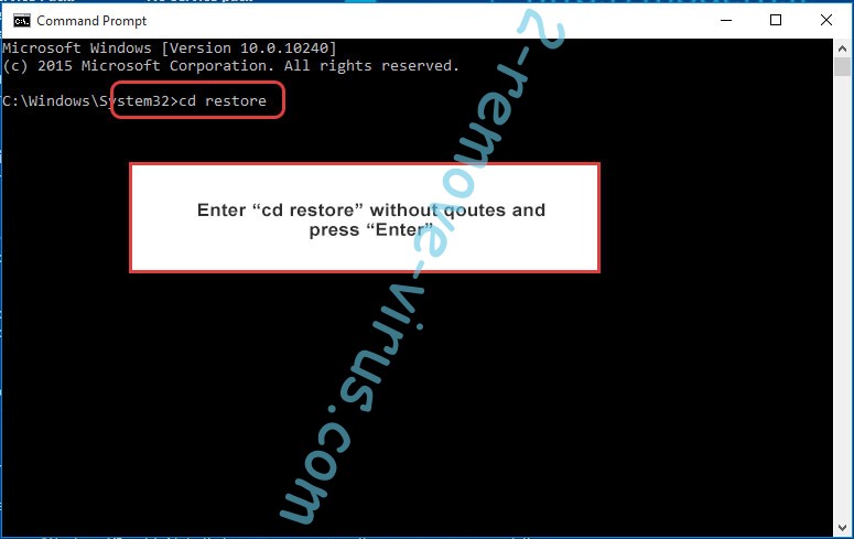 Uninstall .ROTE extension ransomware - command prompt restore