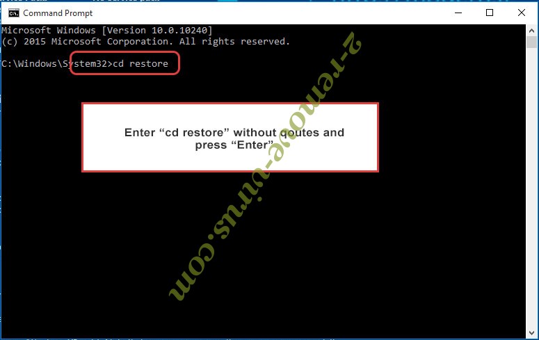 Uninstall Qqqr Ransomware - command prompt restore