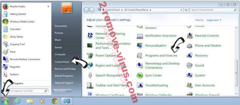 Uninstall Rambler Search virus from Windows 7