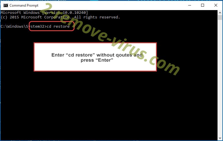 Uninstall Kcvp ransomware - command prompt restore
