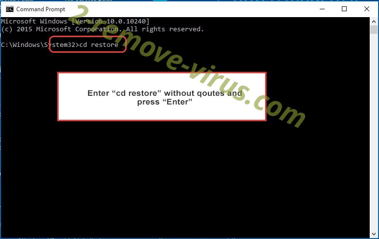 Uninstall Jaff ransomware virus - command prompt restore