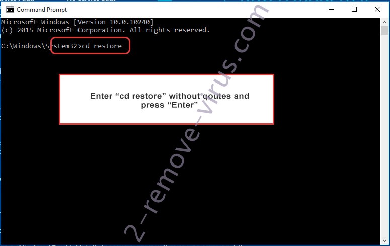 Uninstall WantMoney Ransomware - command prompt restore