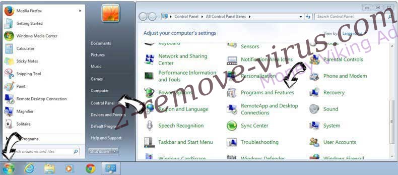 Uninstall Uc123.com from Windows 7