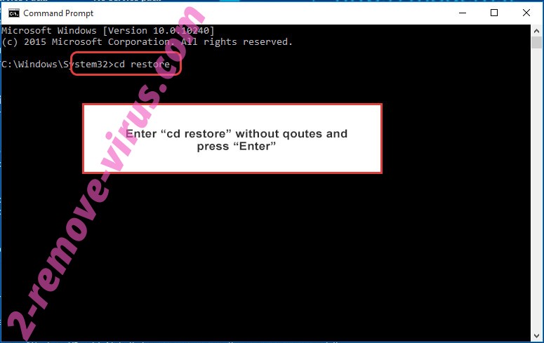 Uninstall Runsomewere Ransomware - command prompt restore