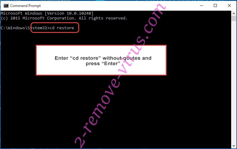 Uninstall Jawr Ransomware - command prompt restore