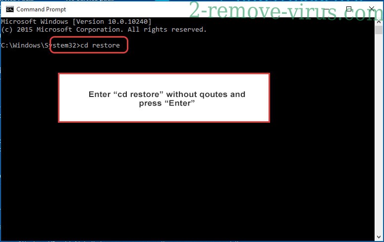 Uninstall OBZ ransomware - command prompt restore