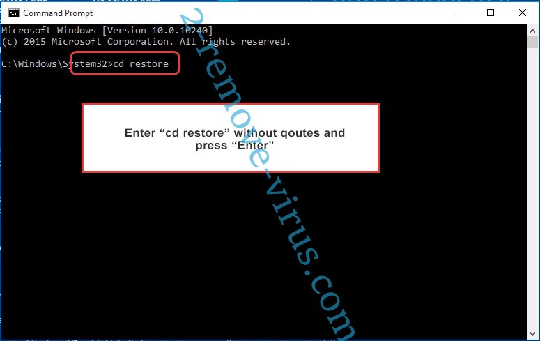 Uninstall MZRevenge ransomware - command prompt restore