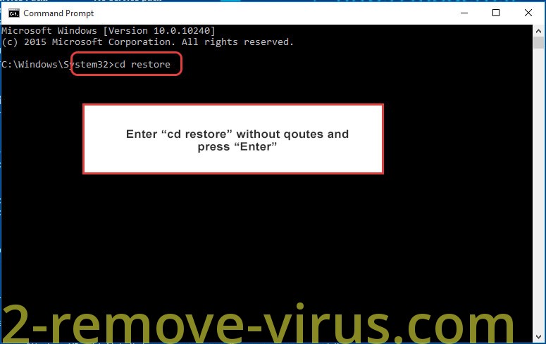 Uninstall biger@x-mail.pro virus - command prompt restore
