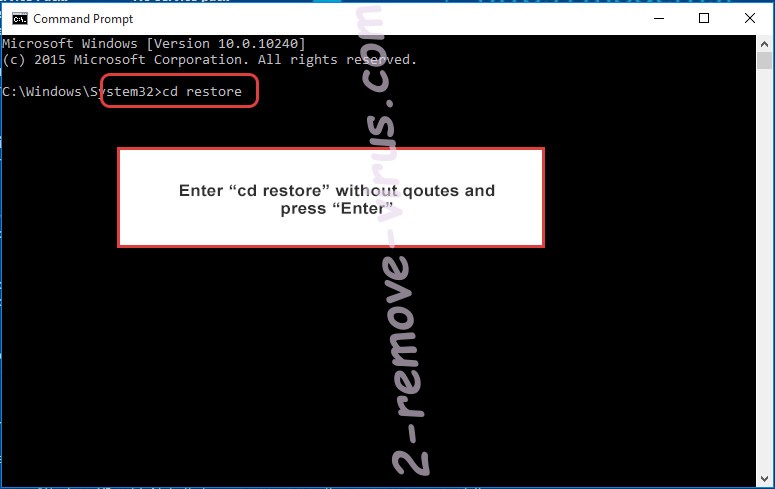 Uninstall Btnw ransomware - command prompt restore