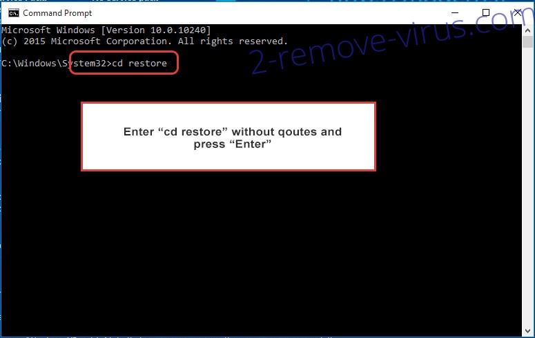 Uninstall Bttu ransomware - command prompt restore