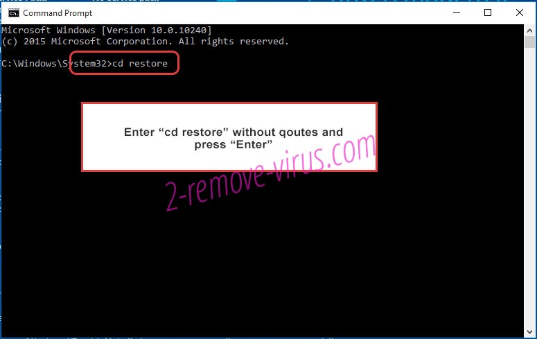 Uninstall dp ransomware - command prompt restore
