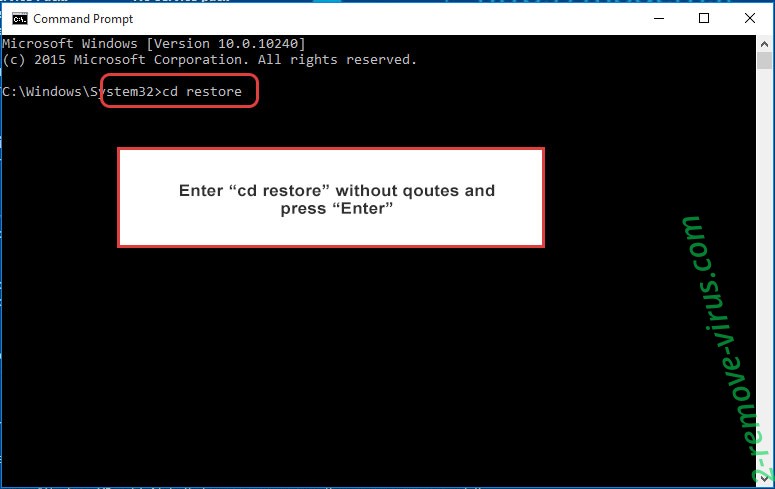 Uninstall Rastar Ransomware - command prompt restore