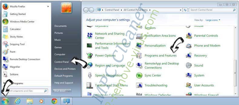 Uninstall MPC Cleaner from Windows 7