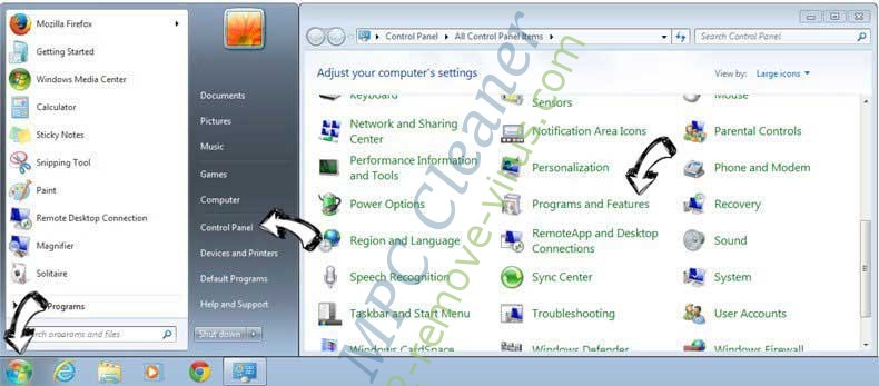 Uninstall Searchwarden.com from Windows 7