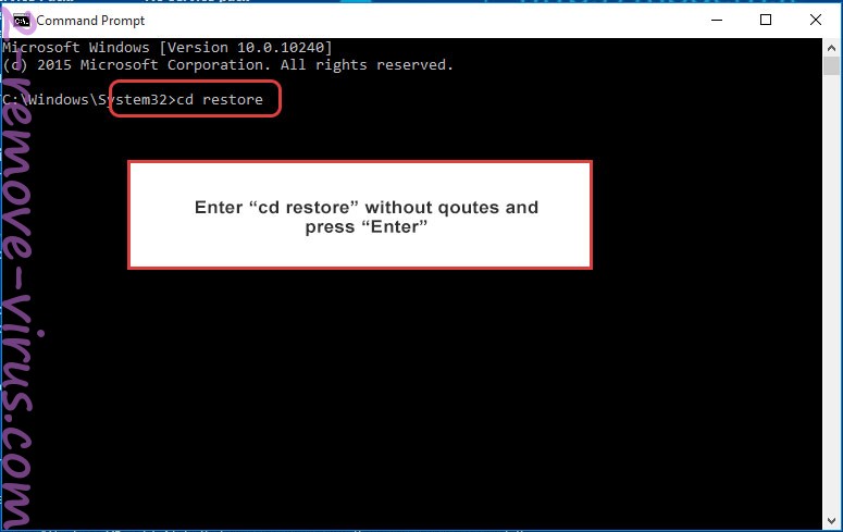 Uninstall PewDiePie ransomware - command prompt restore