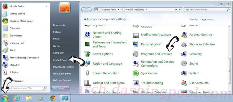 Uninstall Newsearch123.com from Windows 7