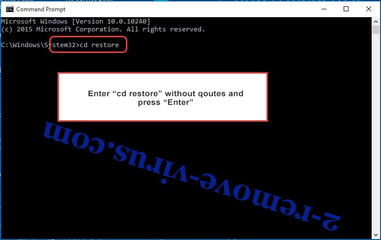 Uninstall GOG Ransomware - command prompt restore