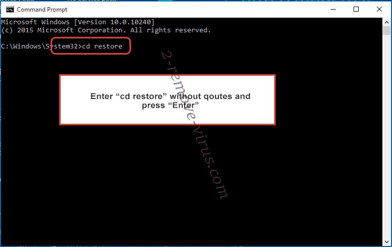 Uninstall Hhoo Ransomware - command prompt restore