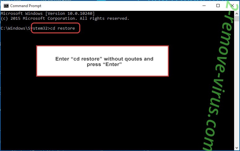 Uninstall .Mew767 extension ransomware - command prompt restore