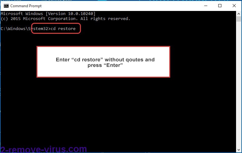 Uninstall Cadq ransomware - command prompt restore