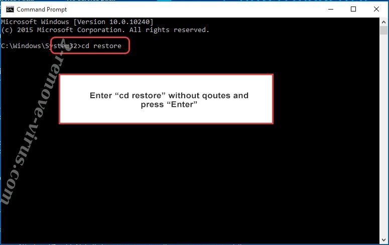 Uninstall Haruna Ransomware - command prompt restore