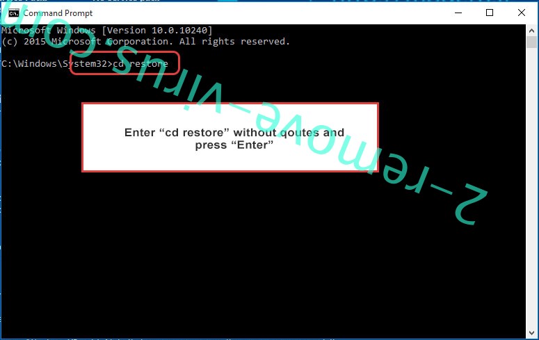 Uninstall SatanCryptor ransomware - command prompt restore