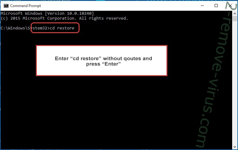 Uninstall XRED Ransomware - command prompt restore