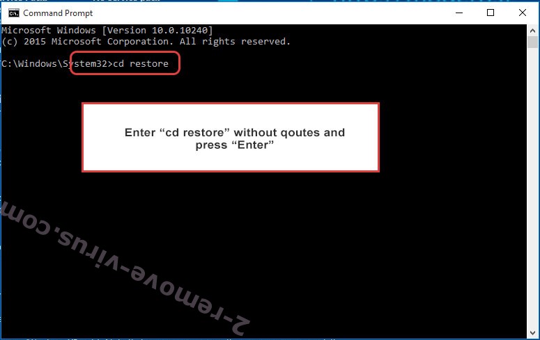 Uninstall Stolen (Makop) Ransomware - command prompt restore