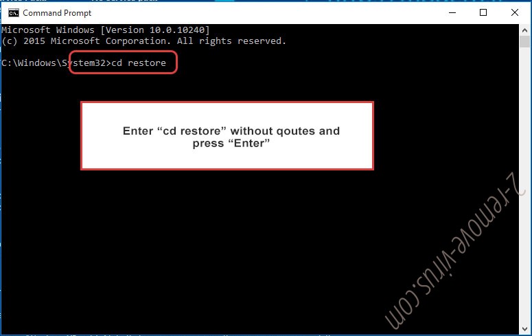 Uninstall Raped ransomware - command prompt restore