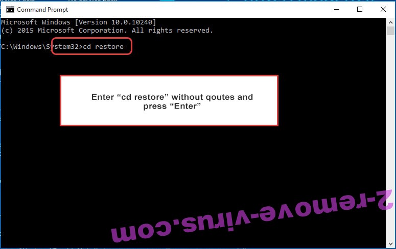 Uninstall Ekati ransomware - command prompt restore