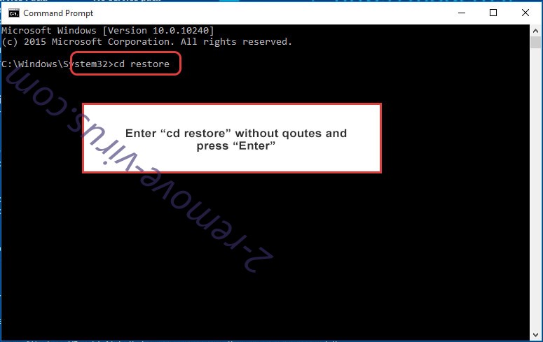 Uninstall Verwijderen Jessy ransomware - command prompt restore