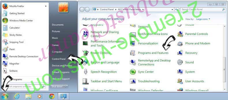 Uninstall Searchquicknow.com from Windows 7