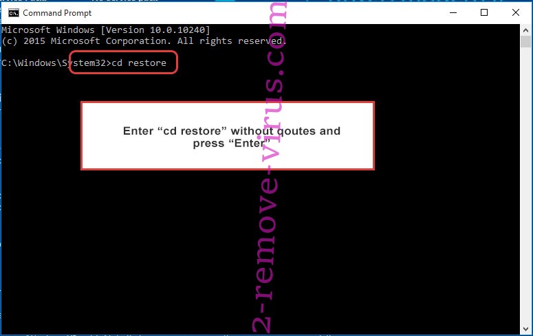 Uninstall Gopher ransomware - command prompt restore