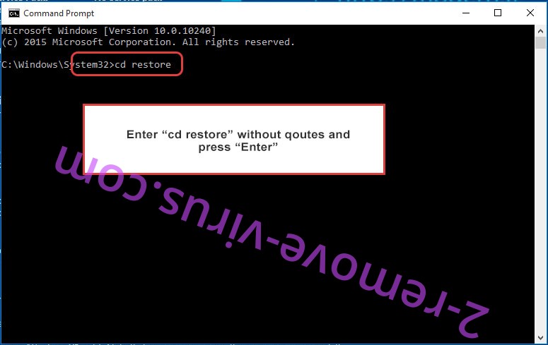 Uninstall Dazx ransomware - command prompt restore
