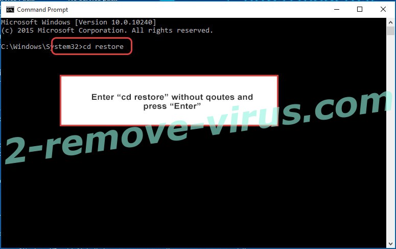 Uninstall Uzuvnkyh ransomware - command prompt restore