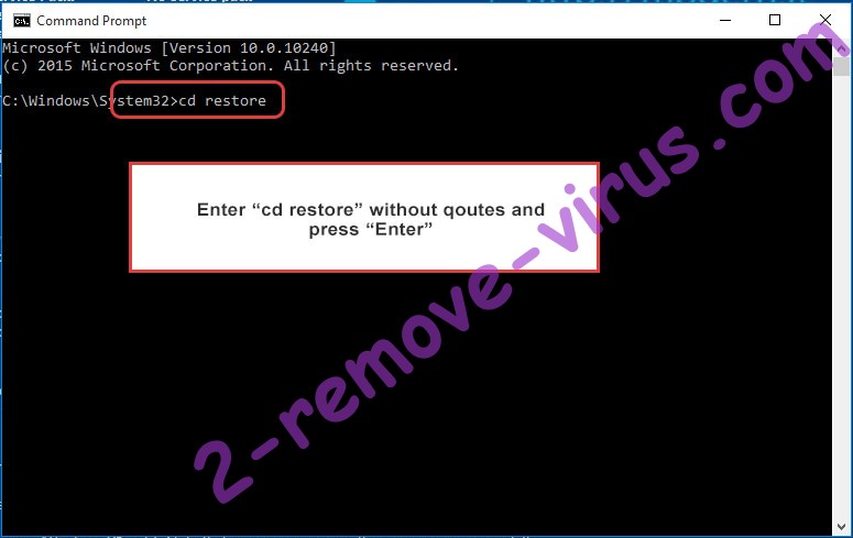 Uninstall DECP ransomware - command prompt restore