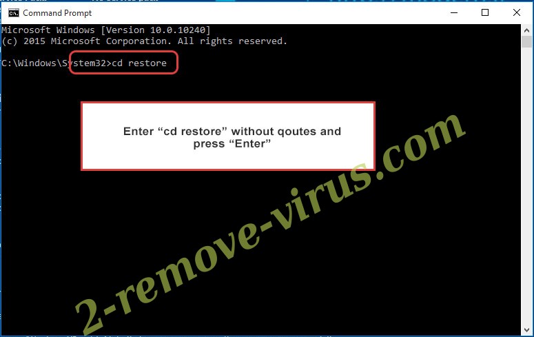 Uninstall Hog ransomware - command prompt restore