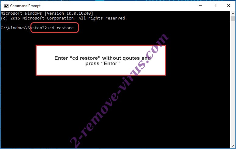 Uninstall Money Message Ransomware - command prompt restore