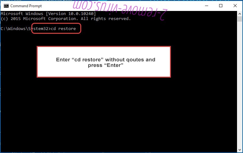 Uninstall .HANTA Files Ransomware - command prompt restore