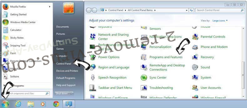 Uninstall Stadsear.com from Windows 7