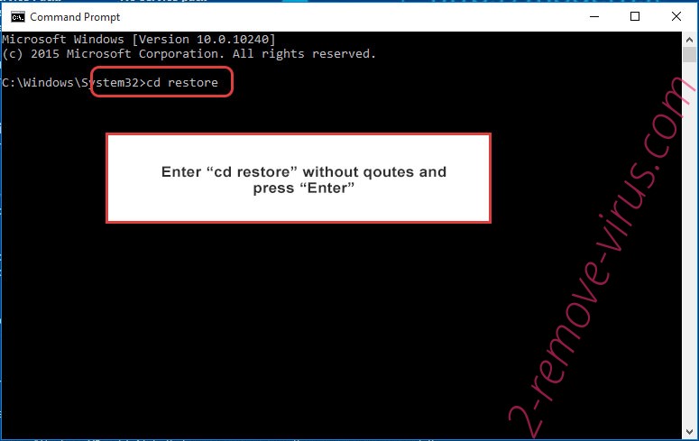 Uninstall Voom Ransomware - command prompt restore
