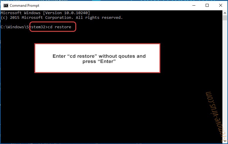 Uninstall Bomber Ransomware - command prompt restore
